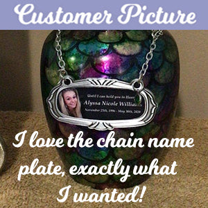 Photo Medallion Urn Name Plates - Birth & Passing Stone Option