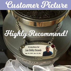 Photo Medallion Urn Name Plates - Birth & Passing Stone Option