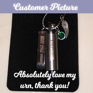 Black Tip Bullet Pendant Keepsake Urn - Love Charms™ Option