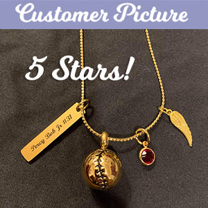 Golden Baseball Pendant Ash Urn - Love Charms™ Option 