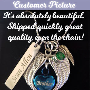 Brother Angel Wings Of Protection Necklace Urn - Love Charms™ Option