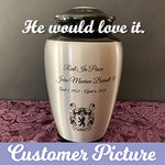 Family Crest Custom Adult Cremation Urn - Genealogist Urn -  Tribute Wreath™ - Pro Personalization - Burial Vault Option