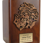 Custom Oak Indian Wolf Urn