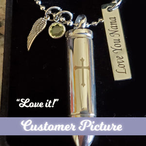 Cross Bullet Pendant Keepsake Urn - Love Charms™ Option