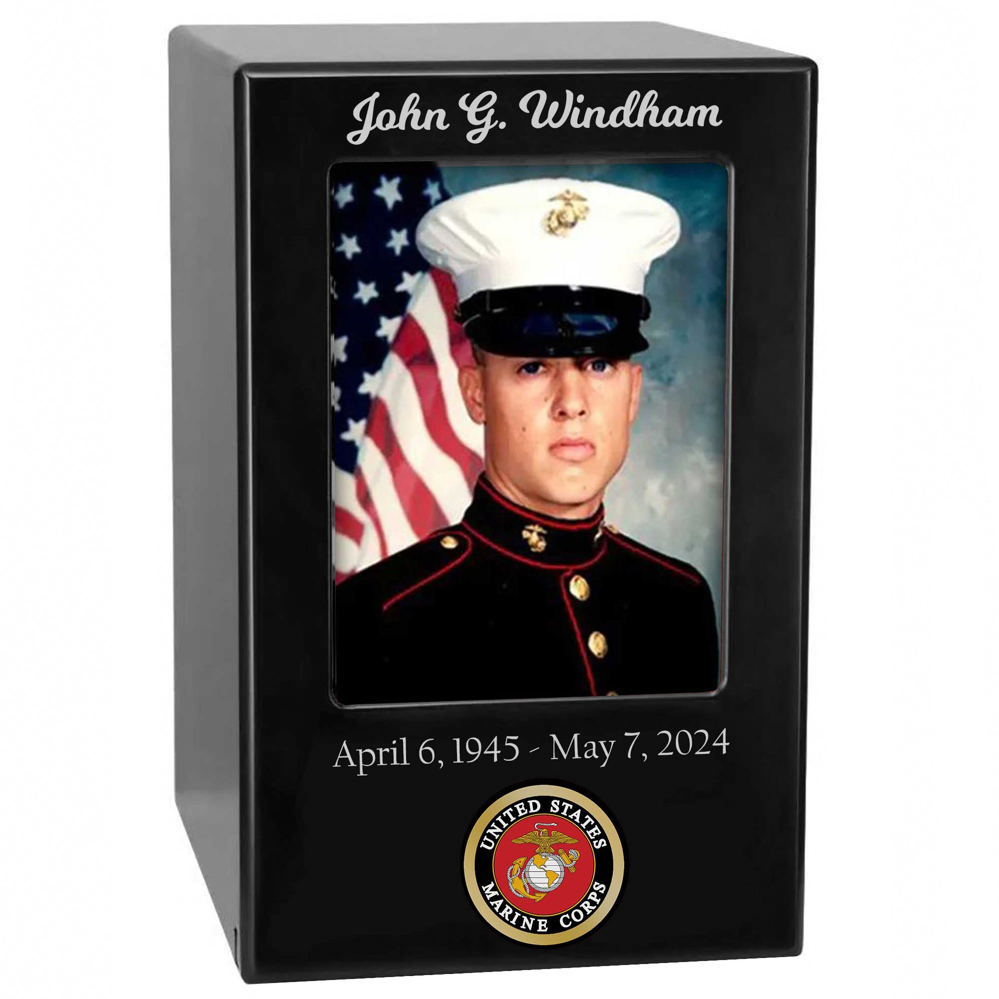 US Marine Corps, Army, Air Force, Navy or Coast Guard Photo Urn - Adult Sized
