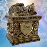Golden Angel Cat Garden Cremation Urn - Free Engraving