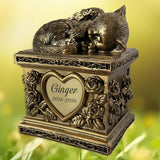 Golden Angel Cat Garden Cremation Urn - Free Engraving
