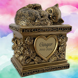 Golden Angel Cat Garden Cremation Urn - Free Engraving