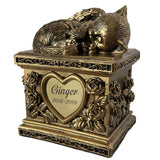 Golden Angel Cat Garden Cremation Urn - Free Engraving