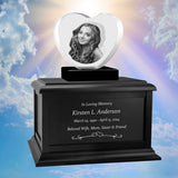 Heart 3D Crystal Keep The Memory® Black Wood Urn Set