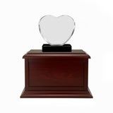 Memorial Heart Child 3D Crystal White Wood Urn Set