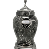 Royal Black Marble Urn - Medallion Name Plate & Photo Option
