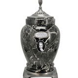 Royal Black Marble Urn - Medallion Name Plate & Photo Option
