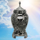 Royal Black Marble Urn - Medallion Name Plate & Photo Option
