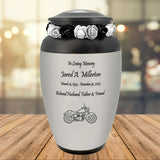 Motorcycle Pewter Adult Cremation Urn - Tribute Wreath® - Pro Personalization - Burial Vault Option