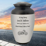 Motorcycle Pewter Adult Cremation Urn - Tribute Wreath® - Pro Personalization - Burial Vault Option