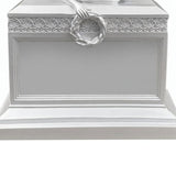Weeping Angel Photo Pearl White Adult Cremation Urn - Custom Plate and Wings - Beautiful Mourning Angel