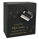 Accordion Wood Adult Cremation Urn - Black or Burgundy Miniature Accordion - Photo Option
