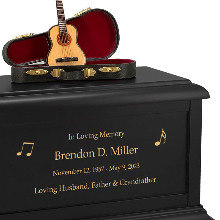Acoustic Guitar Case Cremation Urn - Adult Wood and Miniature Instrument Urn