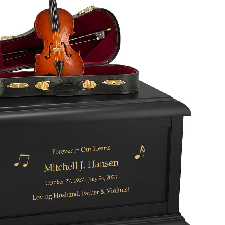 Violin Case Cremation Urn - Adult Wood and Miniature Instrument Urn