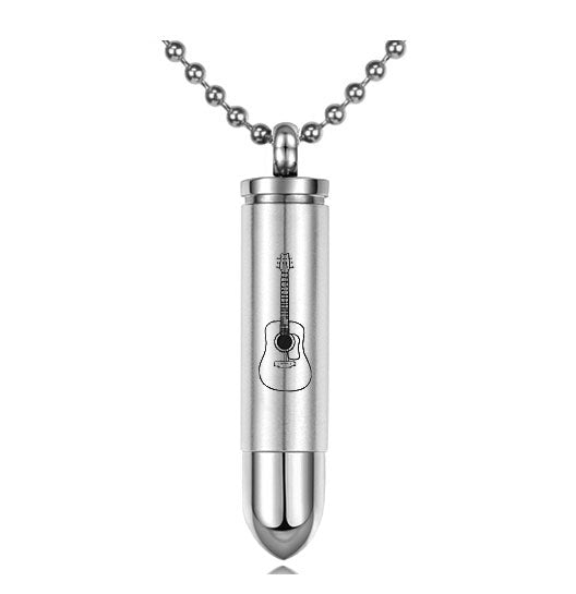 Acoustic Guitar Bullet Pendant Urn - Love Charms Option