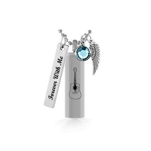 Acoustic Guitar Cylinder Pendant Urn - Love Charms Option
