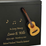 Acoustic Guitar Wood Adult Cremation Urn - Miniature Guitar - Photo Option