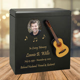 Acoustic Guitar Wood Adult Cremation Urn - Miniature Guitar - Photo Option