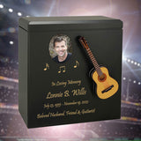 Acoustic Guitar Wood Adult Cremation Urn - Miniature Guitar - Photo Option