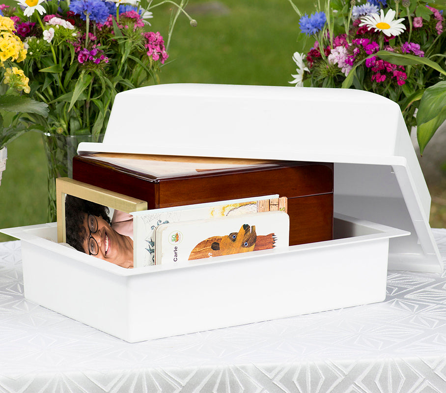 Soaring Eagle White Adult Urn - Pro Laser Engraving - Burial Vault Option