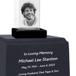 3D Rectangle Crystal Blue Granite Large Adult Cremation Urn