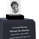 3D Rectangle Crystal Blue Granite Large Adult Cremation Urn