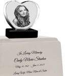3D Heart Crystal Cream Granite Large Adult Cremation Urn