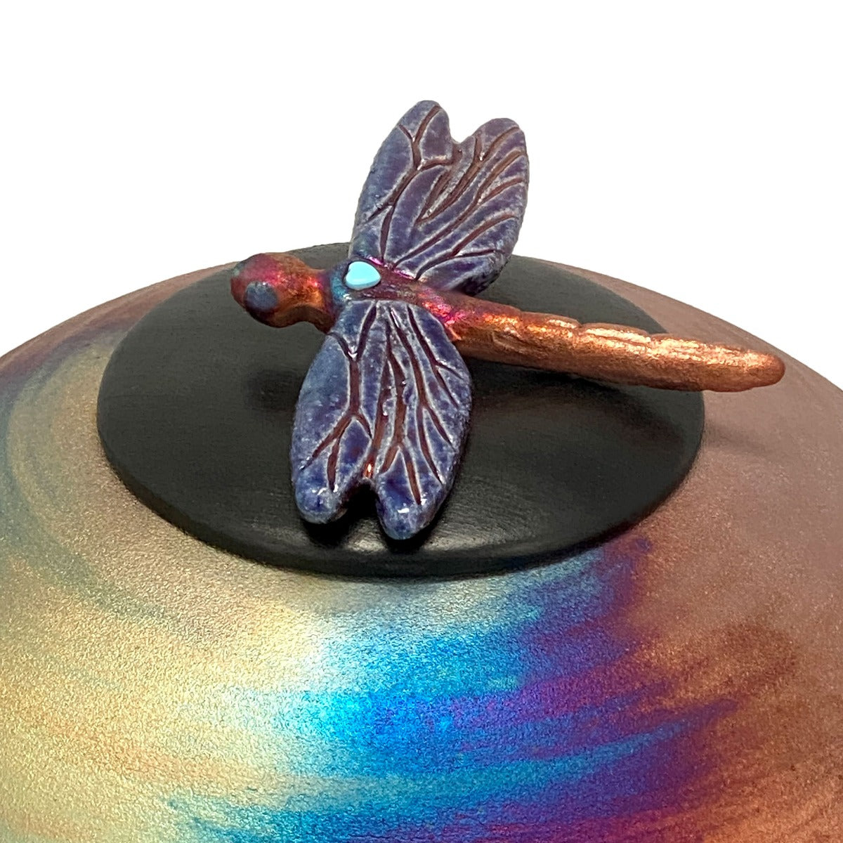 Dragonfly Raku Cremation Adult or Medium Urn - Engraving Personalization Option
