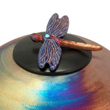 Dragonfly Raku Cremation Adult or Medium Urn - Engraving Personalization Option