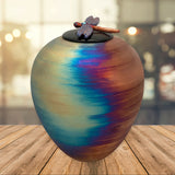 Dragonfly Raku Cremation Adult or Medium Urn - Engraving Personalization Option