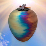 Dragonfly Raku Cremation Adult or Medium Urn - Engraving Personalization Option