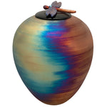 Dragonfly Raku Cremation Adult or Medium Urn - Engraving Personalization Option