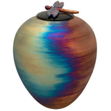 Dragonfly Raku Cremation Adult or Medium Urn - Engraving Personalization Option