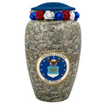 US Air Force Camouflage Cremation Urn - Tribute Wreath™ Option - Pro Sand Carved Engraving