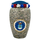 US Air Force Camouflage Cremation Urn - Tribute Wreath™ Option - Pro Sand Carved Engraving