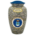US Air Force Camouflage Cremation Urn - Tribute Wreath™ Option - Pro Sand Carved Engraving