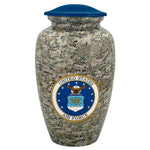 US Air Force Camouflage Cremation Urn - Tribute Wreath™ Option - Pro Sand Carved Engraving