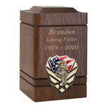 US Air Force Eagle Walnut Keepsake Urn - Small Wooden Urn