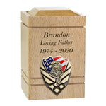 US Air Force Eagle Cherry Keepsake Urn - Small Wooden Urn