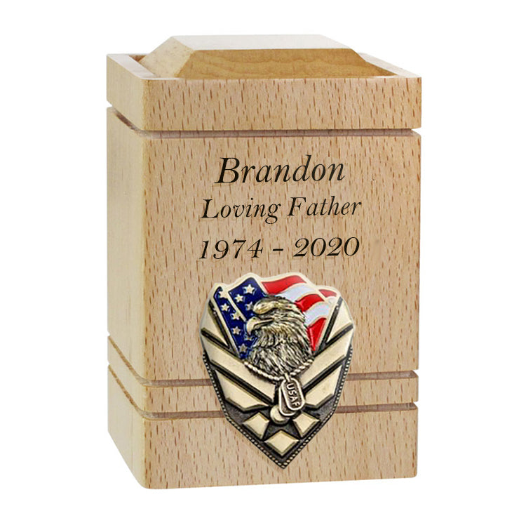 US Air Force Eagle Cherry Keepsake Urn - Small Wooden Urn 