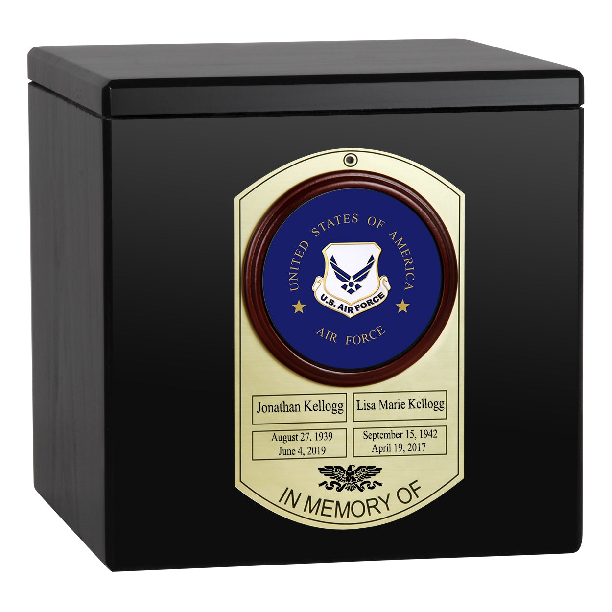 Military Branches of Service Companion Black Dog Tag Urn - Purple Heart 
