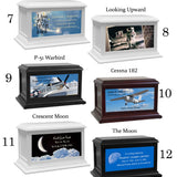 Airplane, Jets, Moon & Space Adult or Medium Wood Keep The Memory® Cremation Urn 