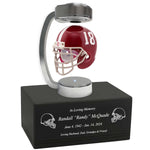 Football Adult or Medium Cremation Urn & University of Alabama 18 Hover Helmet Décor - Free Engraving
