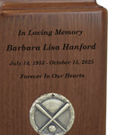 Baseball Home Plate Medallion Keepsake or Adult Wood Urn - Free Laser Engraving